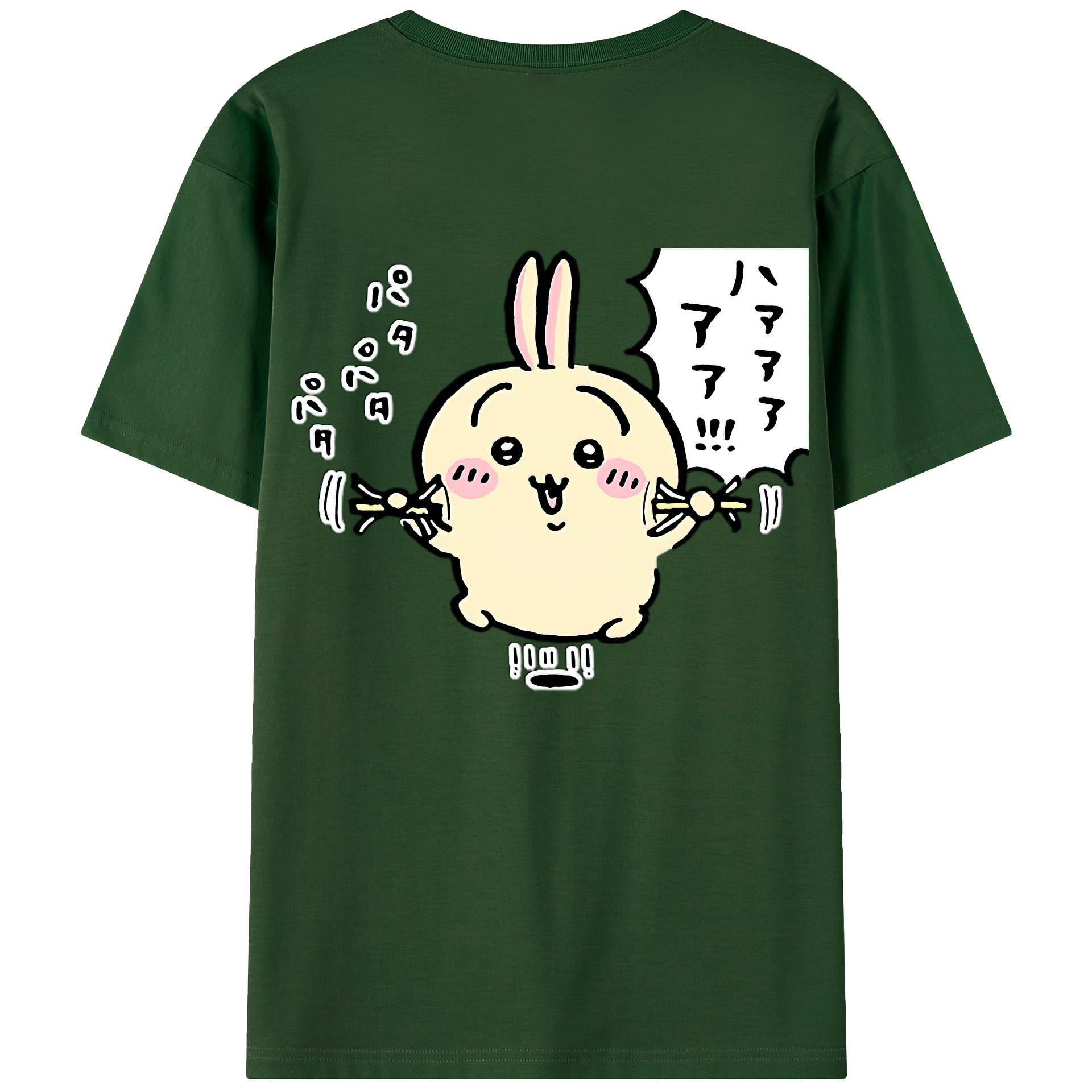 （画像用） ちいかわ うさぎ Chii-kawa usagi 綿100％半袖Tシャツ（背面プリント）